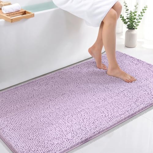 Bcoimo Bath Rug Mat, Chenille Extra Soft Lavender Long Bathroom Runner Rugs by Bcoimo