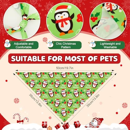 Preboun 100 Pcs Christmas Dog Bandanas Bulk, Red and Green Santa Snowmen - Image 3