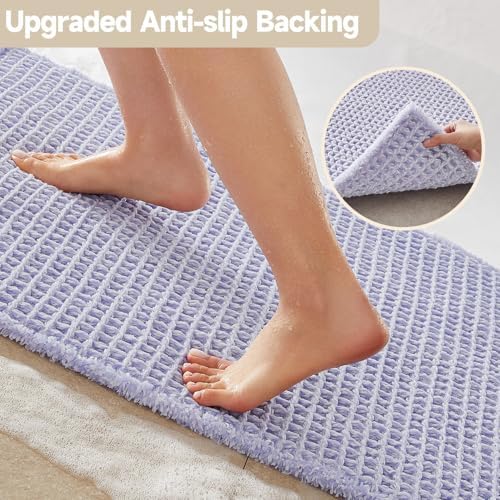 TYUU Waffle Bath Mat, Cute Bathroom Rugs Non Slip, 30x20 Lavender Cream - Image 4