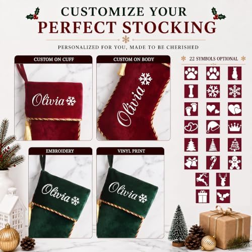 Personalized Christmas Stockings 5 Pack Red Green, Velvet - Image 5