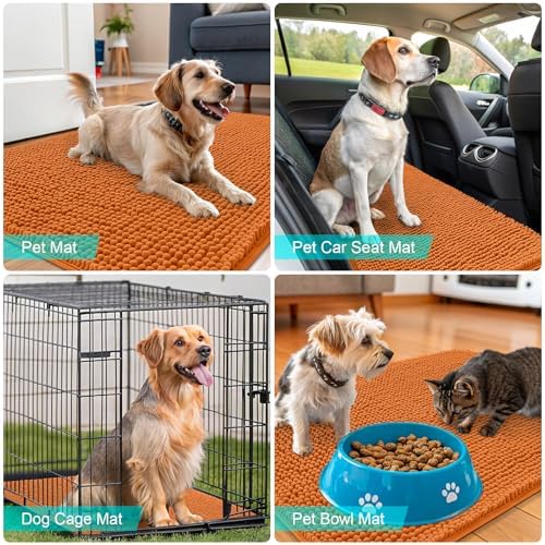OLANLY Dog Door Mat for Muddy Paws 70x35, Super Absorbent Chenille Mud Mat - Image 7