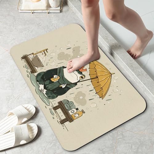 Bathroom Rug 29.5"x17", Cute Funny Frog Bath Mat by Unknown