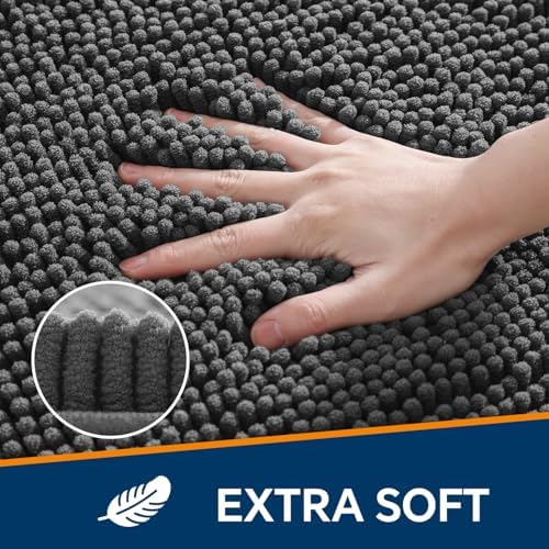 Chenille Bathroom Rug 40"x60" Dark Gray, Large Plush Bath Mat - Image 3
