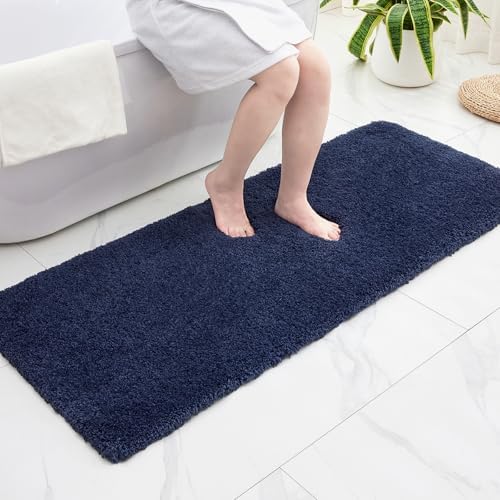 Disolla Navy Blue Bathroom Runner Rug 24x70, Plush Extra Large Bath Mat by Disolla