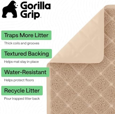 GORILLA GRIP Cat Litter Box Mat, Coiled Mesh Trapping Mats, 35x23 Beige - Image 2