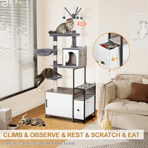 Snughome Cat Tree with Litter Box Enclosure, 3-in-1 Modern Cat Tower - Image 4