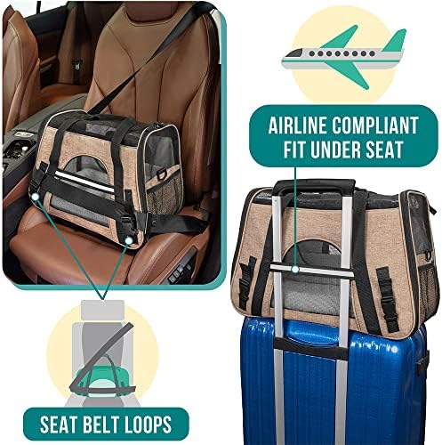 PetAmi Airline Approved Pet Carrier Cats & Small Dogs, Small Heather Taupe - Image 6
