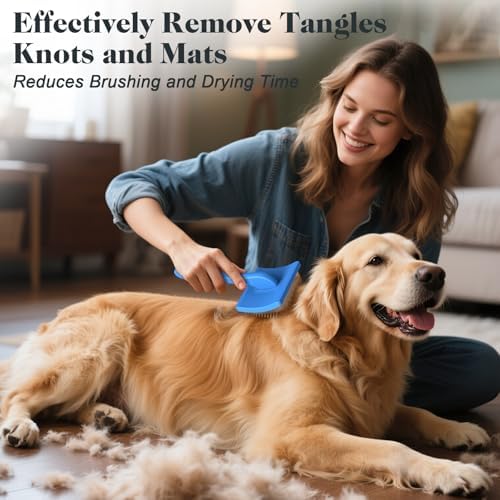 2PCS Slicker Brush for Dogs & Pet Comb, Professional Dog Grooming Brush - Image 2