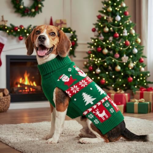 KYEESE Dog Christmas Sweater for Small Dogs, Green Snowman Reindeer - Image 5