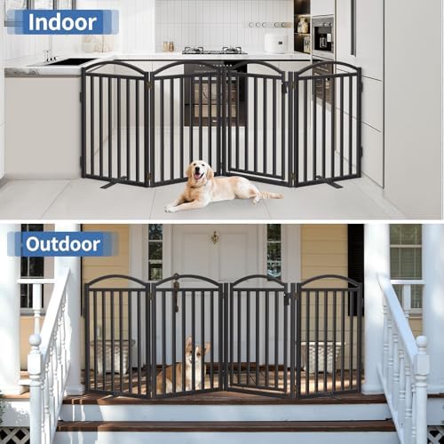 Malier Metal Freestanding Dog Gates, Outdoor Indoor Dog Fences, Extra Wide - Image 5