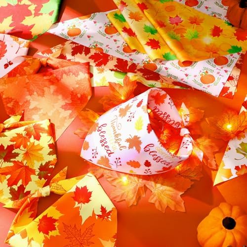 Preboun 50 Pcs Fall Thanksgiving Dog Bandanas Bulk, Pumpkin & Maple Leaves - Image 5