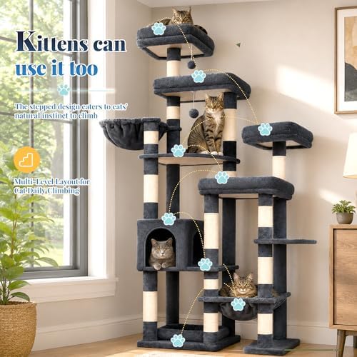 Hey-brother Cat Tree Tower, Wide Base, 5 Platforms - Image 7