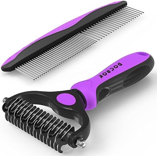 Docrok Pet Grooming Brush and Metal Comb Combo by DOCROK