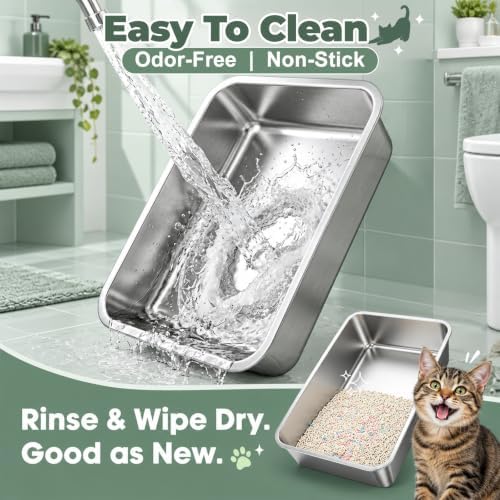 FURTIME Stainless Steel Cat Litter Box - Image 6