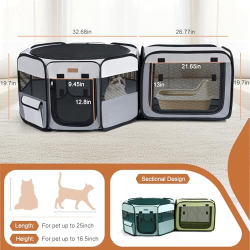 Lekereise Portable Cat Playpen, 2-in-1 Dog Playpen Indoor Outdoor - Image 2