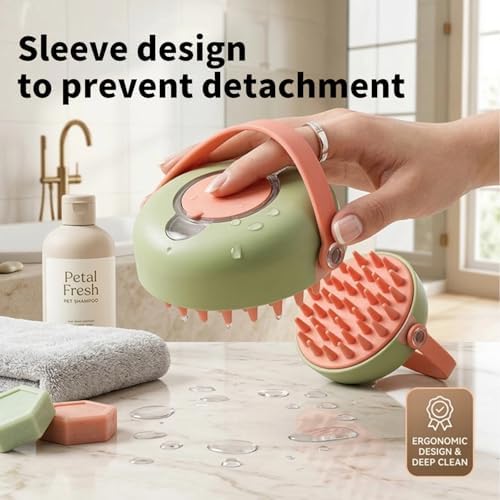 Pink Dog Bath Brush for Bathing&Shedding Dog Shampoo Brush - Image 5
