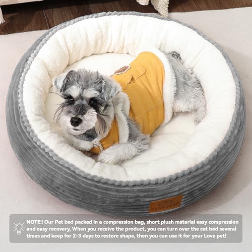 Zerbuger 23in Light Grey Round Dog Bed Sofa - Image 5