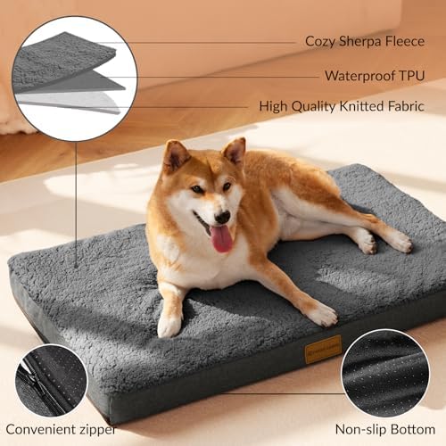 Patas Lague Orthopedic Large Dog Bed Pet Sofa Mat 36''X24'' Dark Grey - Image 3