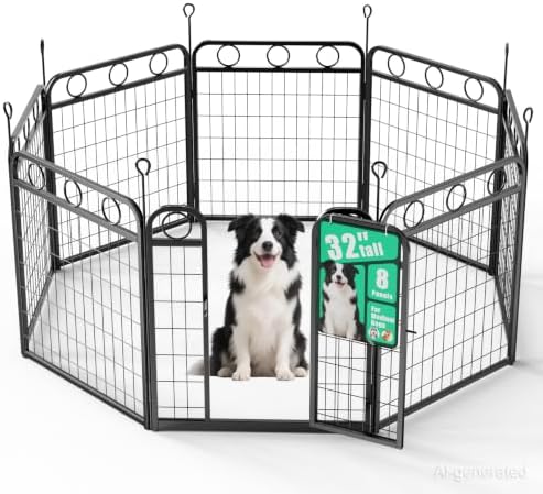 Dog Playpen - 32 Inch 8 Panel Metal Dog Pen by HEYRSUN