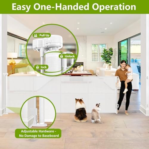 Reinforced 42" Tall 155" Retractable Baby Gates Extra Wide Dog Gate - Image 6