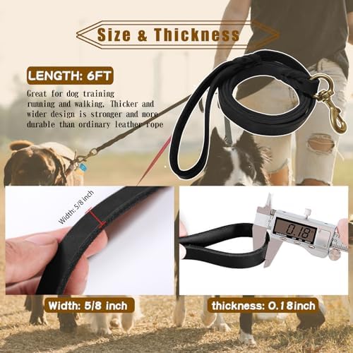 Leather Dog Leash 6ft x 5/8 inch, Strong Heavy Duty Genuine Leather Braided Dog - Image 3