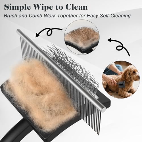 2PCS Slicker Brush for Dogs & Pet Comb, Professional Dog Grooming Brush - Image 5