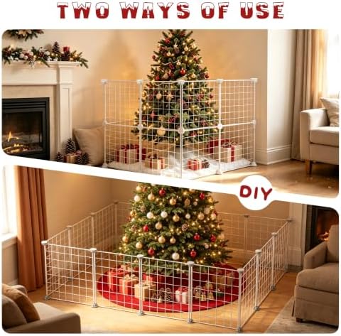 16Pcs 12" Christmas Tree Fence,Christmas Picket Around Tree, White - Image 4