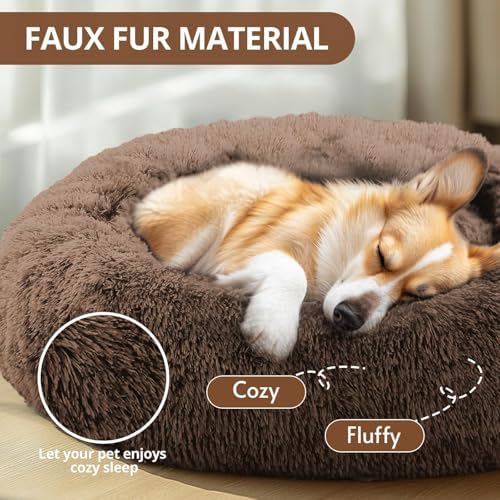 JOLLYVOGUE Calming Dog Beds Large Sized Dog, 36in Donut Washable Large Pet Bed - Image 2