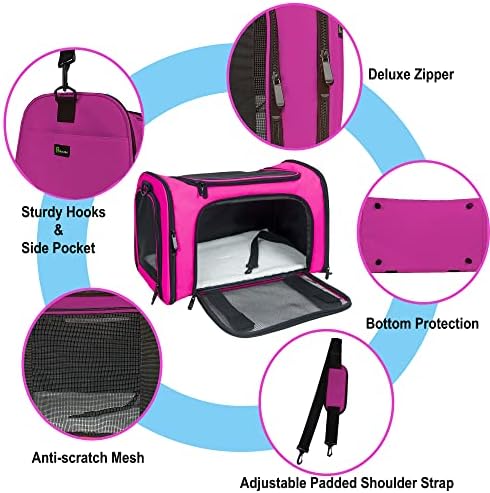 Soft Sided Carrier for Small Medium Cats Dogs, Removable Pad Collapsible Travel - Image 3