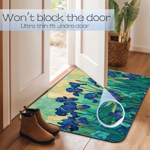Bathroom Rug 29.5"x17", Retro Purple Flowers Bath Mat - Image 7