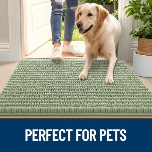 OLANLY Dog Door Mat for Muddy Paws 40x32, Ultra-Absorbent Chenille Mud Mat - Image 6