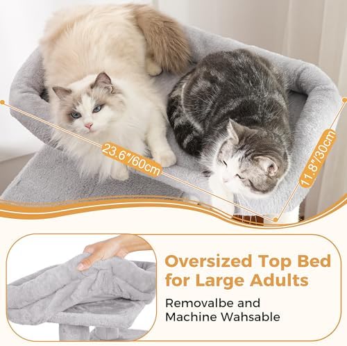 53”Cat Tree with Hammock & Extra Large Bed 23x12” - Image 3