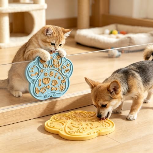 Dog Lick Mat Paw Shape Slow Feeder 17 Suction Cups 2 Pack BPA-Free - Image 3