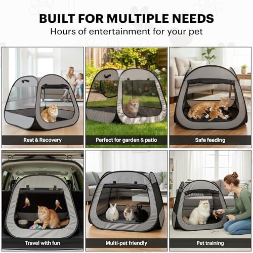 LAFYETTE. - US Based, Portable Cat Playpen, Trapezoidal Stable Design, Foldable - Image 2