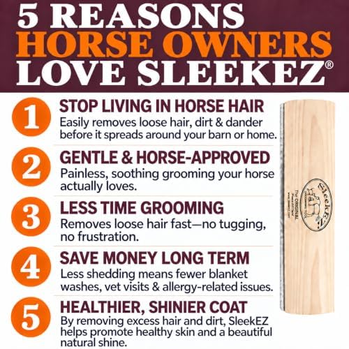 SleekEZ 10 Inch Horse Brush – Patented Horse Shedding Blade Made in USA - Image 2