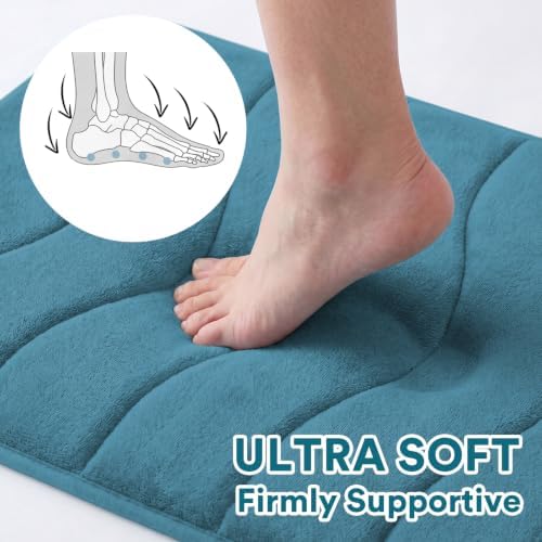 Flamingo P Dark Teal Bath Mat 47x17 Extra Long Quick Dry Washable - Image 3