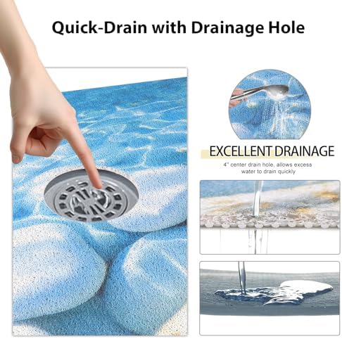 Square Shower Mat, Yonala 32 x 32 Inch Stylish Non Slip Shower Mats - Image 5