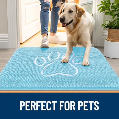 OLANLY Dog Door Mat for Muddy Paws 40x32, Paw Print Design Chenille Mud Mat - Image 6