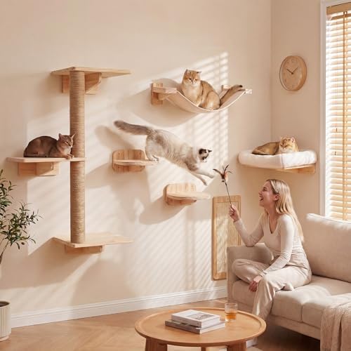 6-in-1 Cat Wall Shelves for Large Cats, Wall Mounted Climber - Image 2