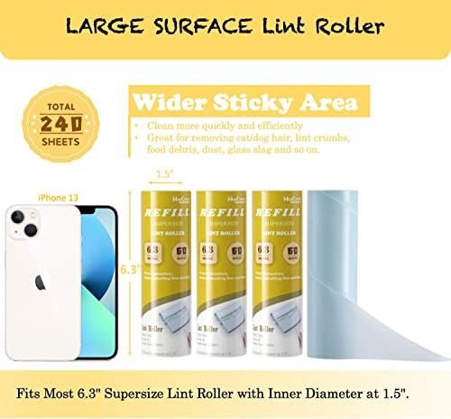 Lint Roller Refills 6.3", 240 Sheets, Extra Sticky, Two-Color Easy Tear-Off - Image 2