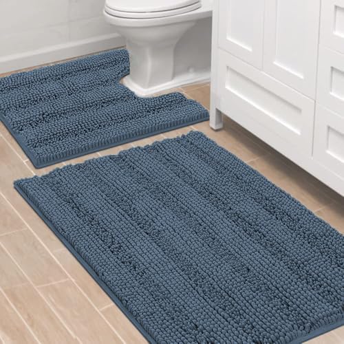 H.VERSAILTEX Bathroom Rug Sets 2 Piece Bath Mats Non Slip Thick Soft Chenille by HVERSAILTEX