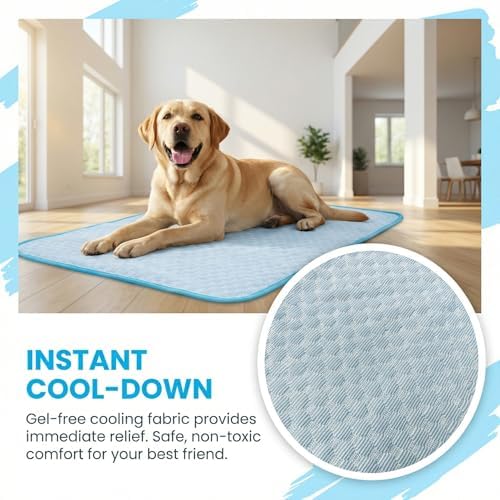 Medium Dog Cooling Mat for Dogs, Gel Free Ice Silk Self Cooling Pad - Image 4