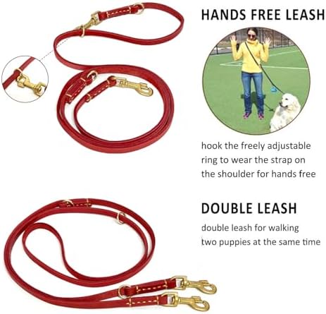 Soft Multi-Function 6 in 1 Leather Training Walking Leash, Hands Free, Crossbody - Image 3