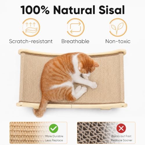 FUKUMARU Extra Large Sisal Cat Scratcher Bed Indoor Sturdy Wood Scratch Bed - Image 3