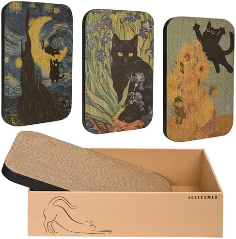 4 Pack Cat Wall Scratcher, Art Cat Scratching Board by LESISSMER