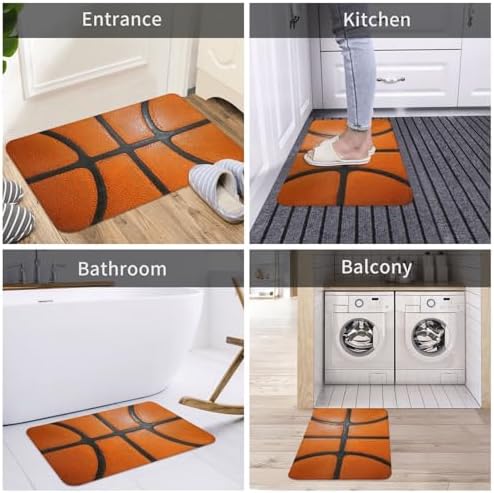 Basketball Texture Bath Mat Non-Slip Soft Microfiber Bathroom Rugs Washable - Image 7