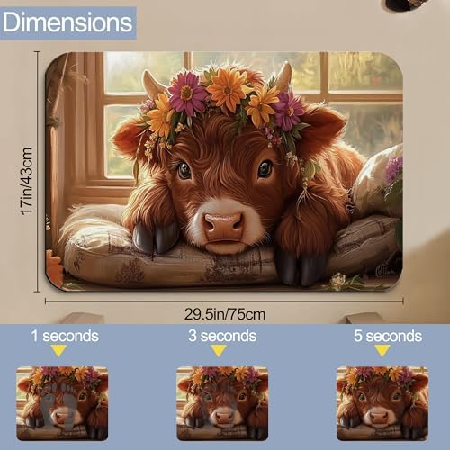 Bathroom Floor Mat, Cute Highland Cow Bathroom Rugs, Quick Dry Rustic Farmhouse - Image 2
