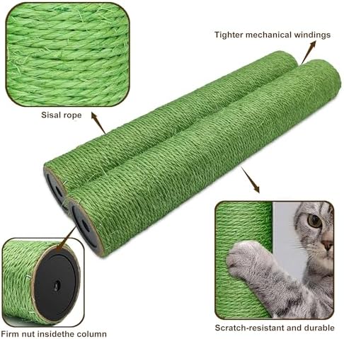 2PCS Cactus Cat Tree Replacement Posts, 15.7in M8 Sisal Scratching Pole - Image 3