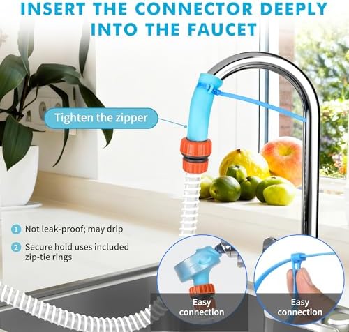 Slip-On Tub Hose for Bathtub Faucet, Ear-Tab Zip-Tie Connector, Handheld - Image 4