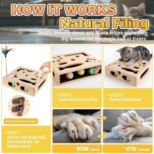 Cat Scratch Puzzle Enrichment Box, Interactive Cat Toy - Image 6